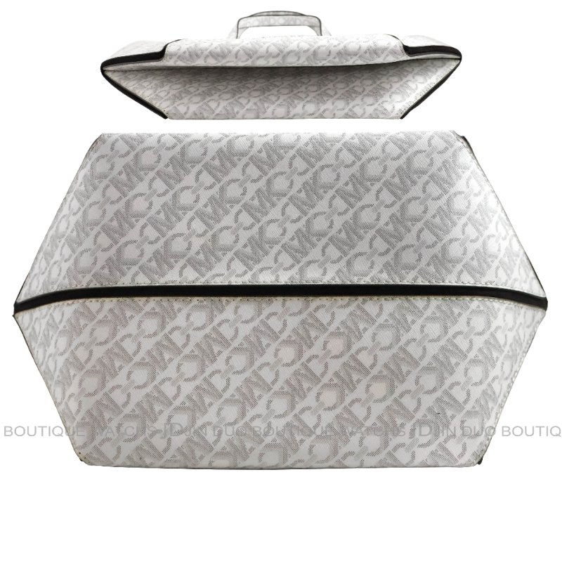 金鐸精品~2520 MICHAEL KORS MK LOGO灰色字紋PVC JORDI小折托特包 全新品-5