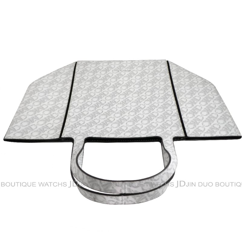金鐸精品~2520 MICHAEL KORS MK LOGO灰色字紋PVC JORDI小折托特包 全新品-6