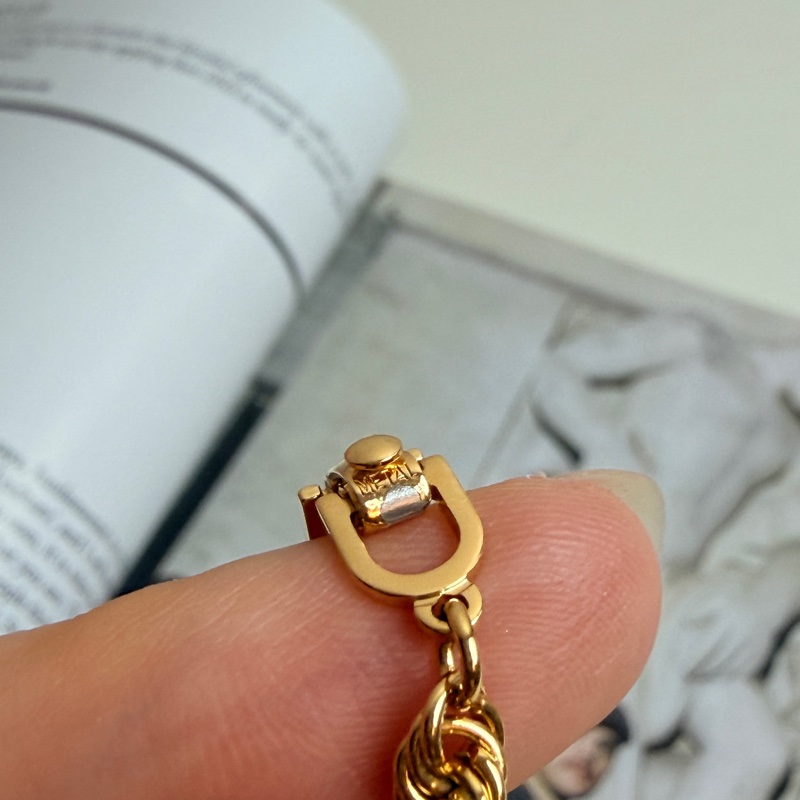 Christian Dior 迪奧 鍍金扭繩手鏈 19cm Vintage 中古-10