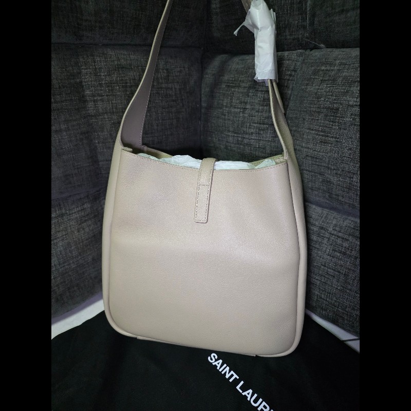 [全新] Saint Laurent YSL 5a7 hobo 奶茶色 銀扣 小號-1
