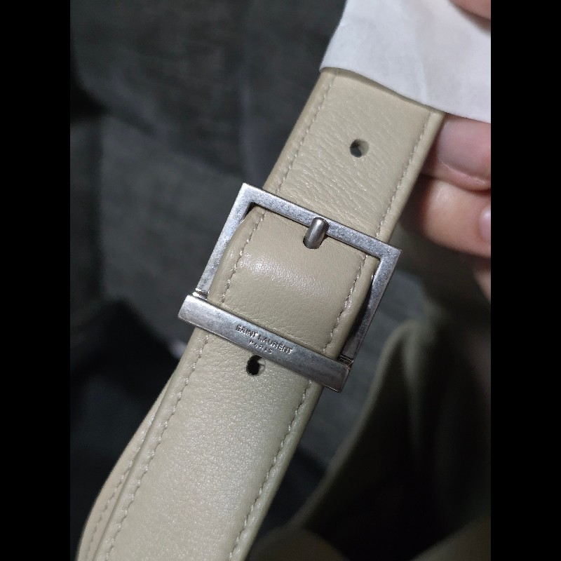 [全新] Saint Laurent YSL 5a7 hobo 奶茶色 銀扣 小號-8