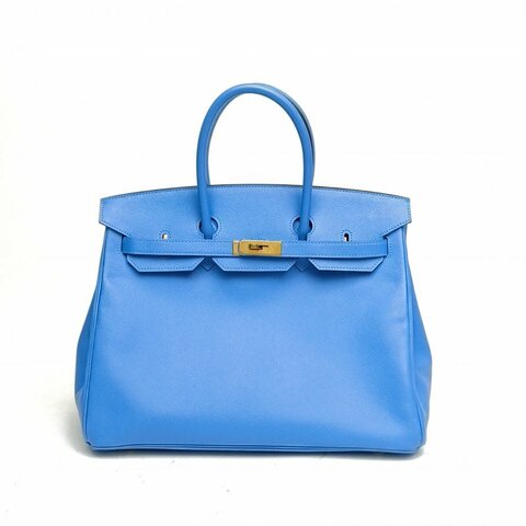 HERMES HERMESBirkin352T天堂藍Epsom皮框R金扣肩背包