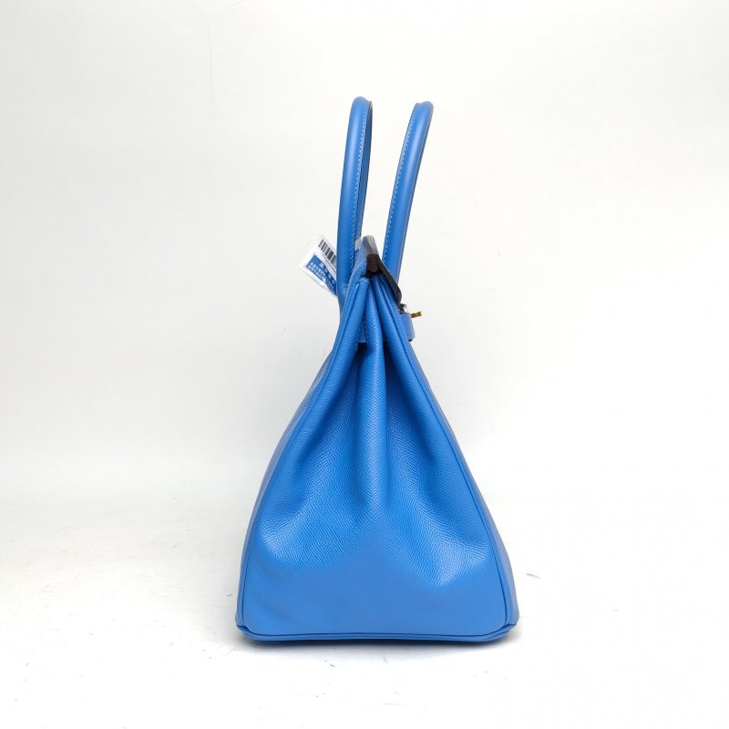 HERMES HERMESBirkin352T天堂藍Epsom皮框R金扣肩背包-3
