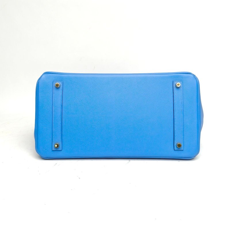 HERMES HERMESBirkin352T天堂藍Epsom皮框R金扣肩背包-4