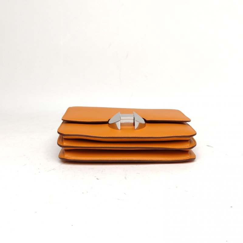 HERMES HERMES2002-20肩背包愛馬仕橙EC皮C刻銀扣肩背包-4