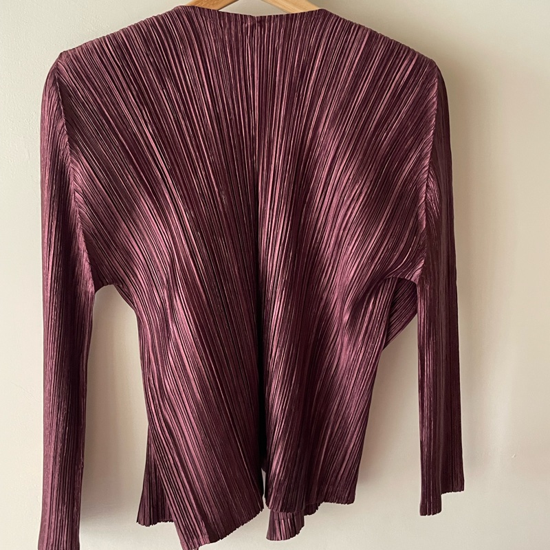 ▪️富貴選物FUGUEI▪️PP 三宅一生 紅棕色 類海帶緞面光澤長袖外套-13