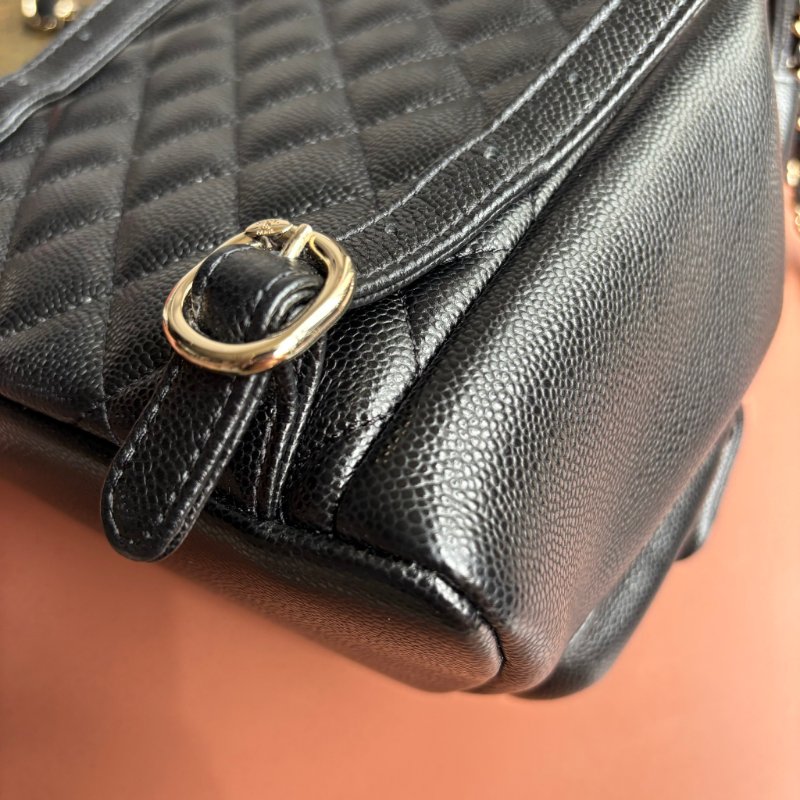 ::CHANEL:: AS3787 Duma 黑色荔枝牛皮淡金釦 小青蛙 後背包-4