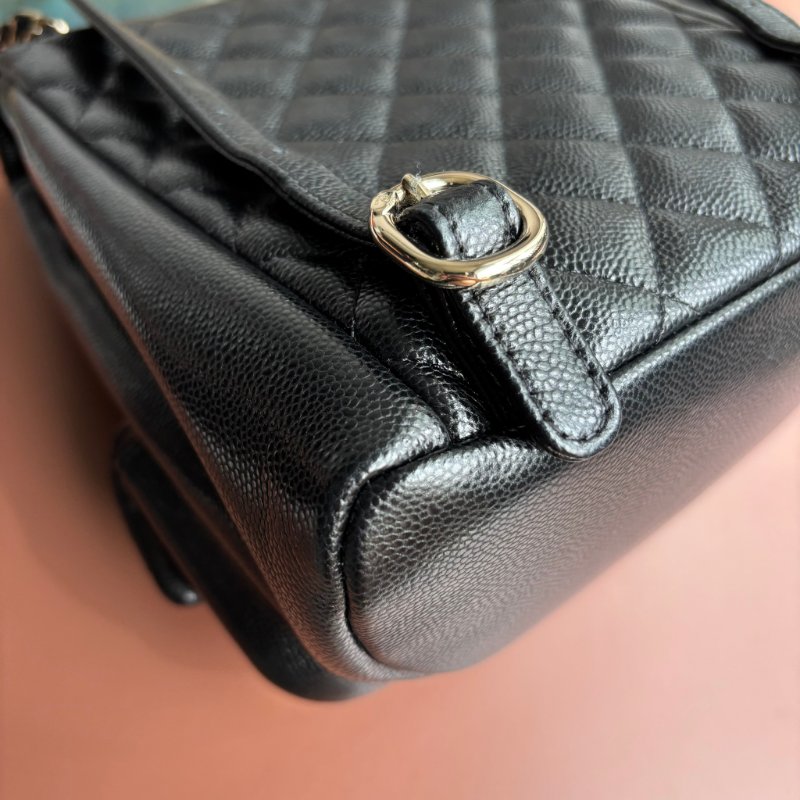 ::CHANEL:: AS3787 Duma 黑色荔枝牛皮淡金釦 小青蛙 後背包-5