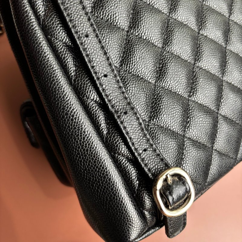 ::CHANEL:: AS3787 Duma 黑色荔枝牛皮淡金釦 小青蛙 後背包-6