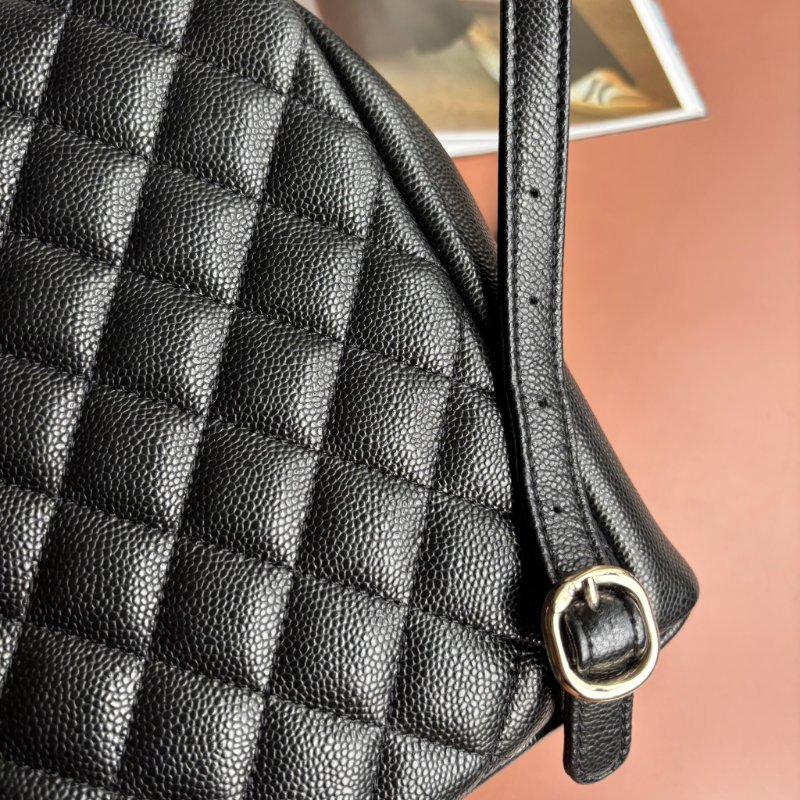 ::CHANEL:: AS3787 Duma 黑色荔枝牛皮淡金釦 小青蛙 後背包-7