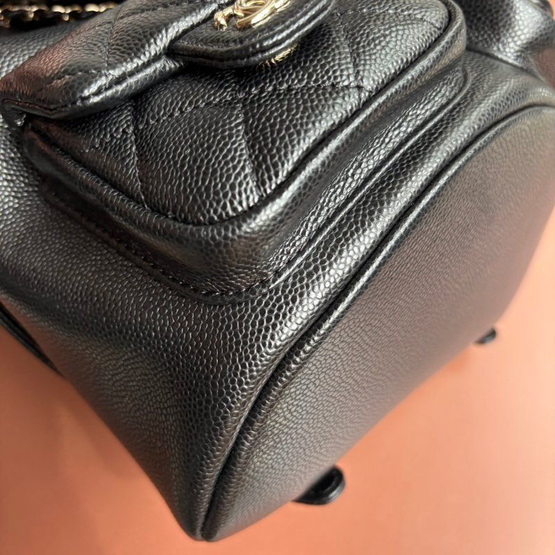 ::CHANEL:: AS3787 Duma 黑色荔枝牛皮淡金釦 小青蛙 後背包-8