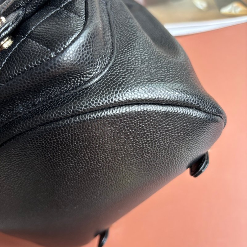 ::CHANEL:: AS3787 Duma 黑色荔枝牛皮淡金釦 小青蛙 後背包-9