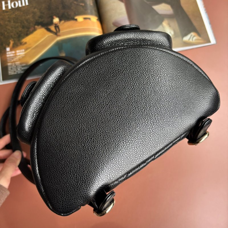 ::CHANEL:: AS3787 Duma 黑色荔枝牛皮淡金釦 小青蛙 後背包-10