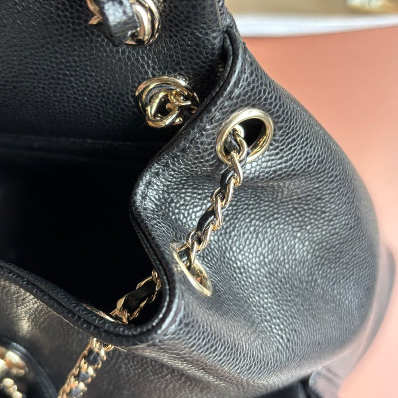 ::CHANEL:: AS3787 Duma 黑色荔枝牛皮淡金釦 小青蛙 後背包-17