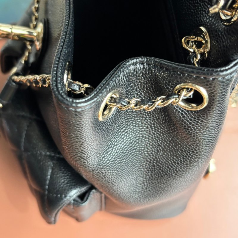 ::CHANEL:: AS3787 Duma 黑色荔枝牛皮淡金釦 小青蛙 後背包-20