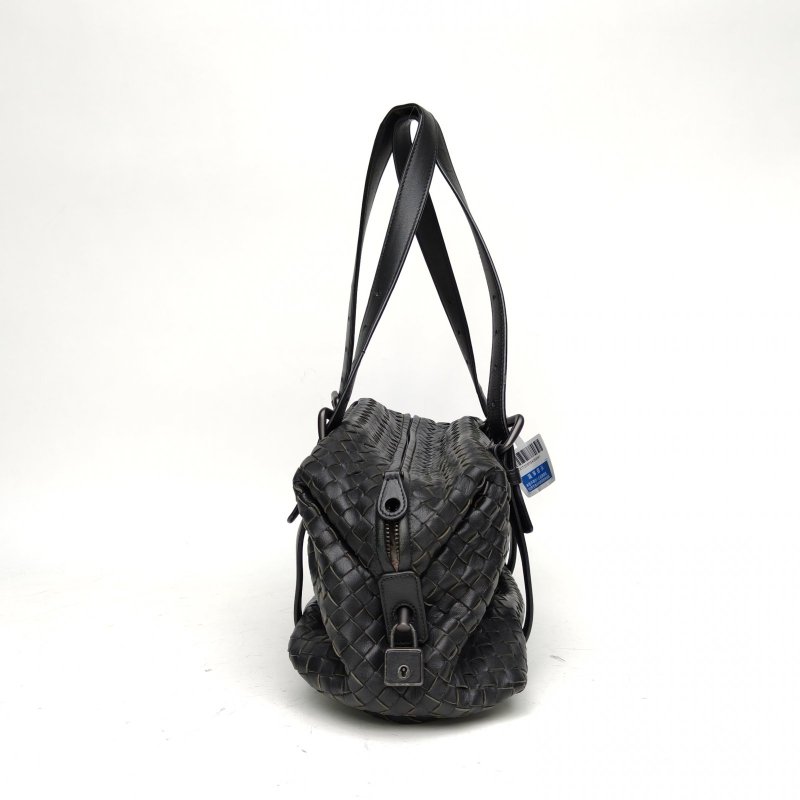 BOTTEGA VENETA BOTTEGAVENETA黑色羊皮黑扣編織手提包肩背包-1