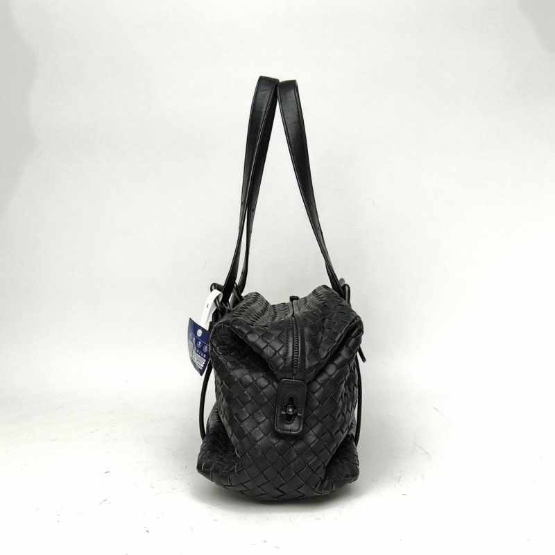 BOTTEGA VENETA BOTTEGAVENETA黑色羊皮黑扣編織手提包肩背包-3