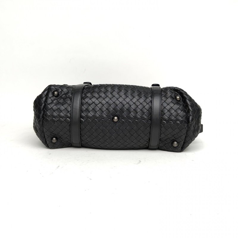 BOTTEGA VENETA BOTTEGAVENETA黑色羊皮黑扣編織手提包肩背包-4