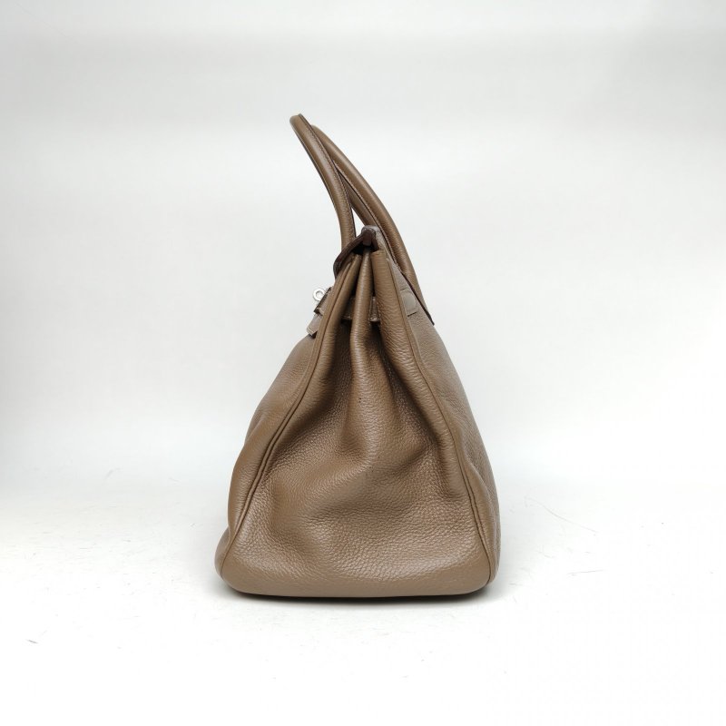 HERMES HERMESBirkin35大象灰Togo皮框O銀扣肩背包-3