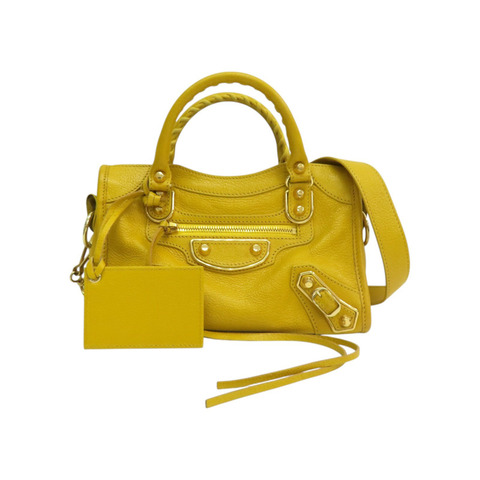 黃色牛皮 Metallic Edge Mini City 兩用包【BALENCIAGA 巴黎世家】 390160