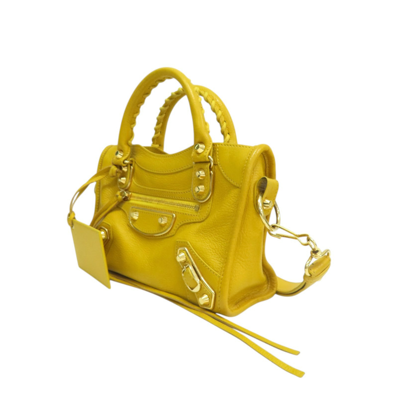 黃色牛皮 Metallic Edge Mini City 兩用包【BALENCIAGA 巴黎世家】 390160-2