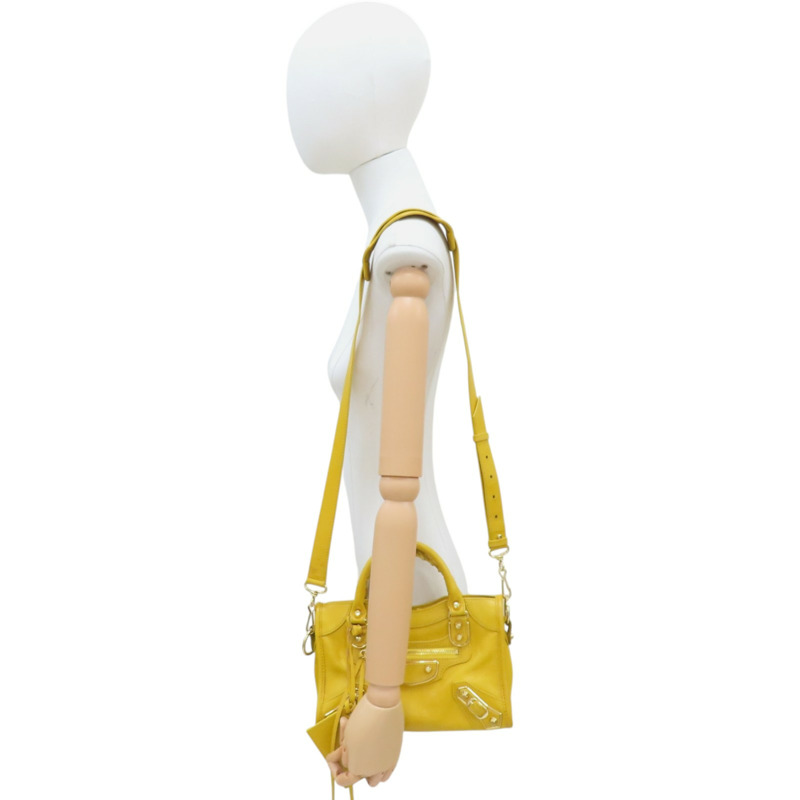 黃色牛皮 Metallic Edge Mini City 兩用包【BALENCIAGA 巴黎世家】 390160-10