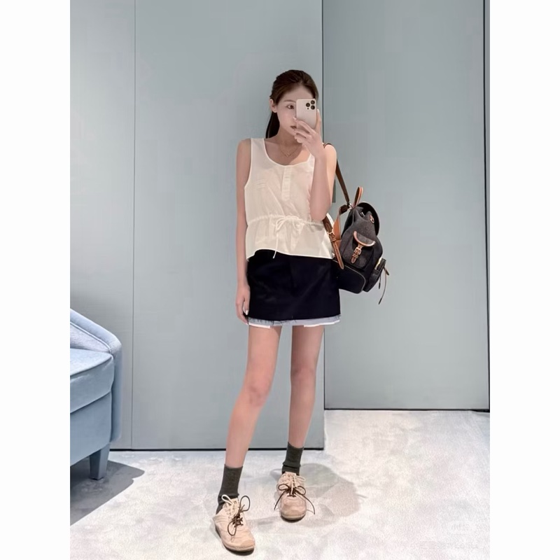 Miu Miu logo 抽繩棉麻背心#36-1