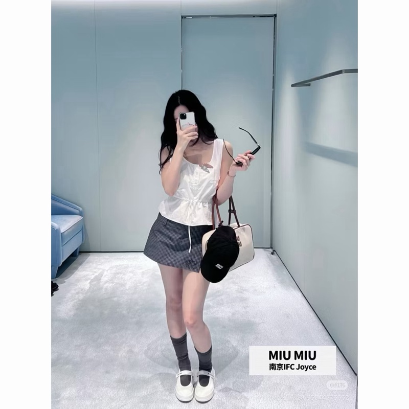 Miu Miu logo 抽繩棉麻背心#36-4