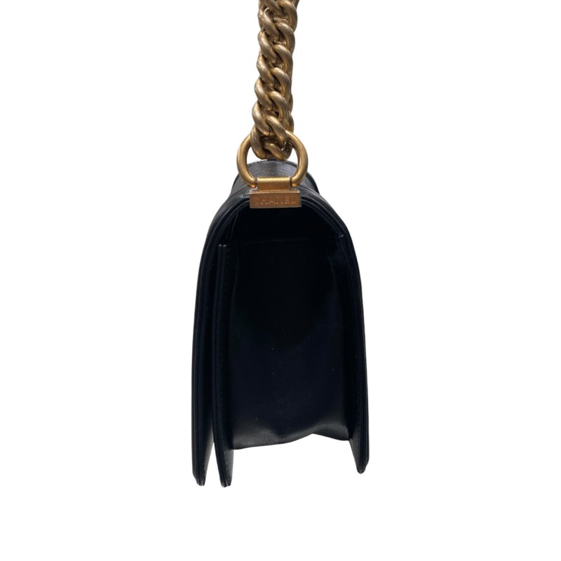 CHANEL 香奈兒 BOY 25 黑色 金扣-3