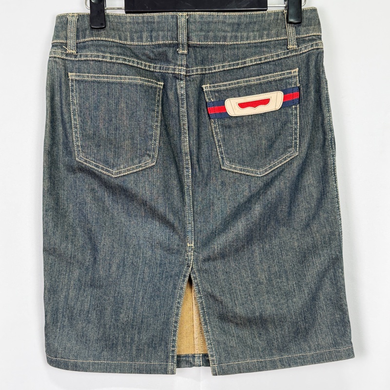 莉亞精品♡  Gucci牛仔短裙深藍 40 二手-1