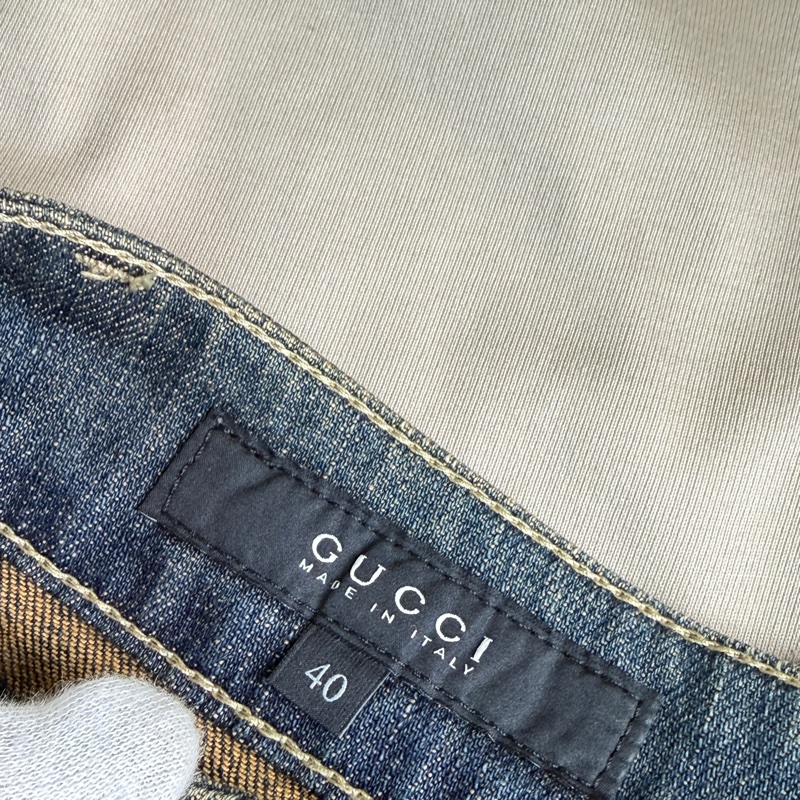 莉亞精品♡  Gucci牛仔短裙深藍 40 二手-2