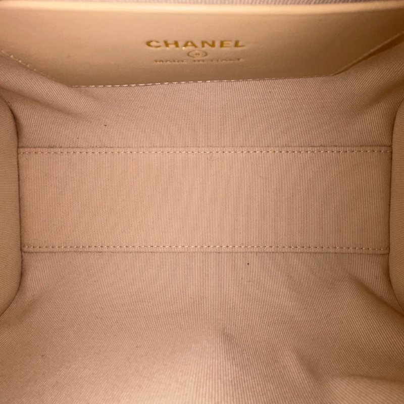 ::CHANEL:: 25P Beige Caviar Bowling Speedy Bag  荔枝紋奶茶米色保齡球袋 圓筒包 手提包 鏈包 波士頓包-10
