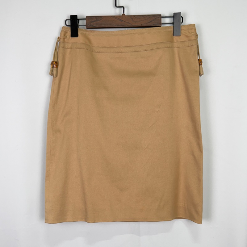 莉亞精品♡ Gucci卡其流蘇短裙 40 二手-0