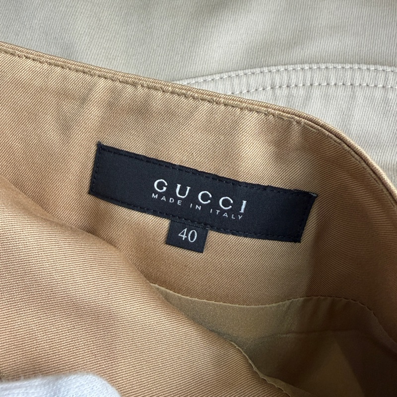 莉亞精品♡ Gucci卡其流蘇短裙 40 二手-2
