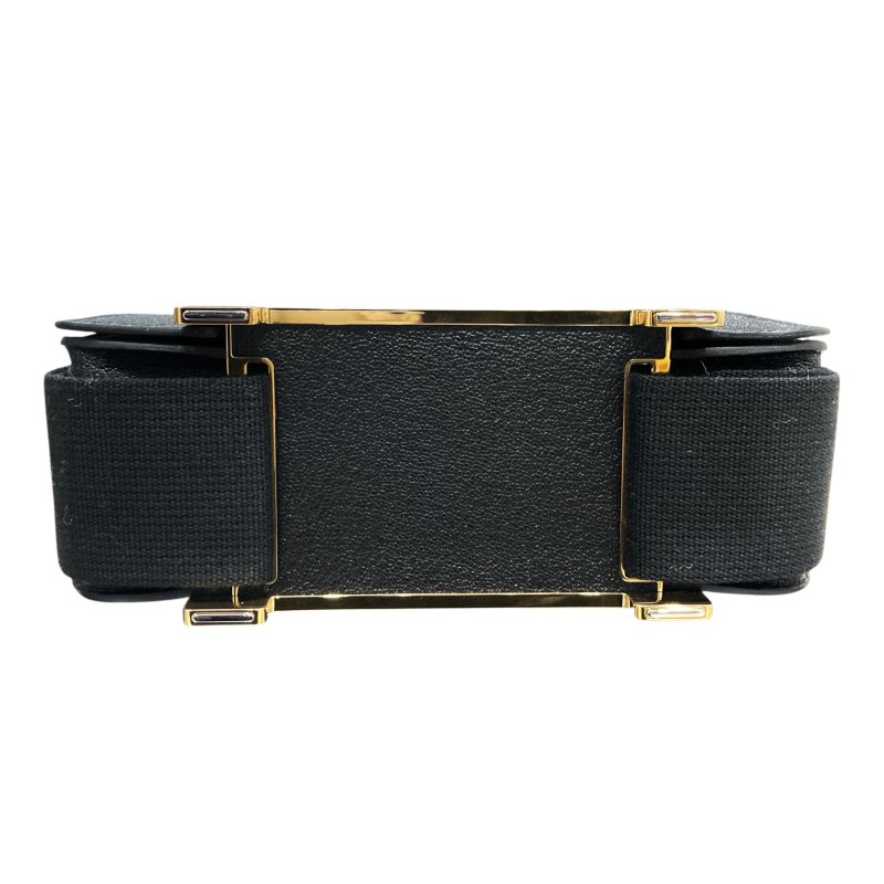 HERMES 愛馬仕 B刻 GETA 肩背包 山羊皮 黑色 金釦-4