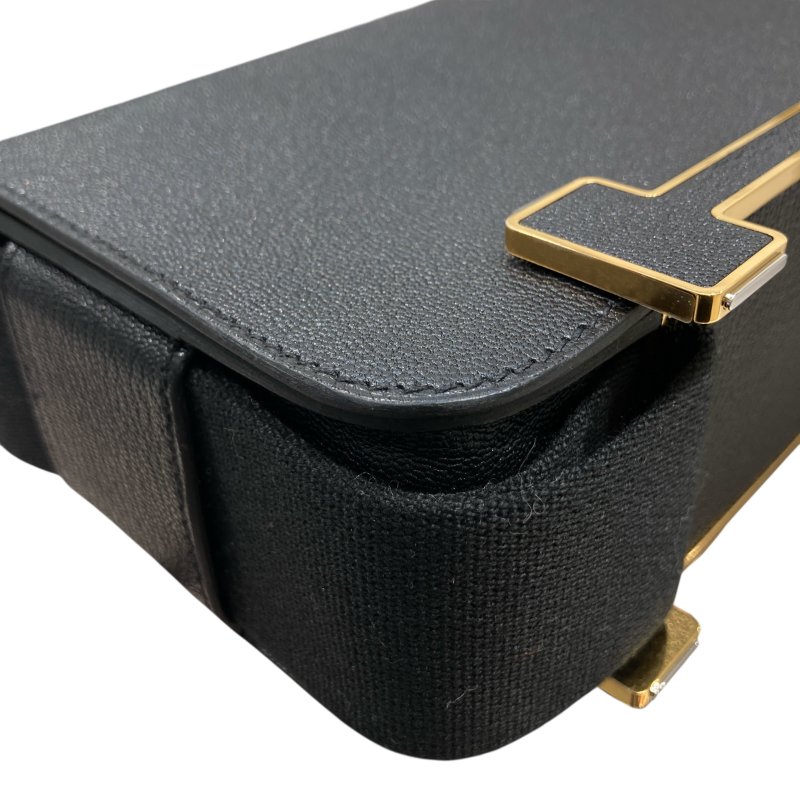 HERMES 愛馬仕 B刻 GETA 肩背包 山羊皮 黑色 金釦-6