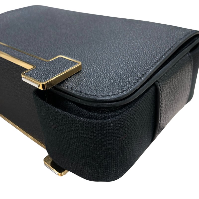 HERMES 愛馬仕 B刻 GETA 肩背包 山羊皮 黑色 金釦-7