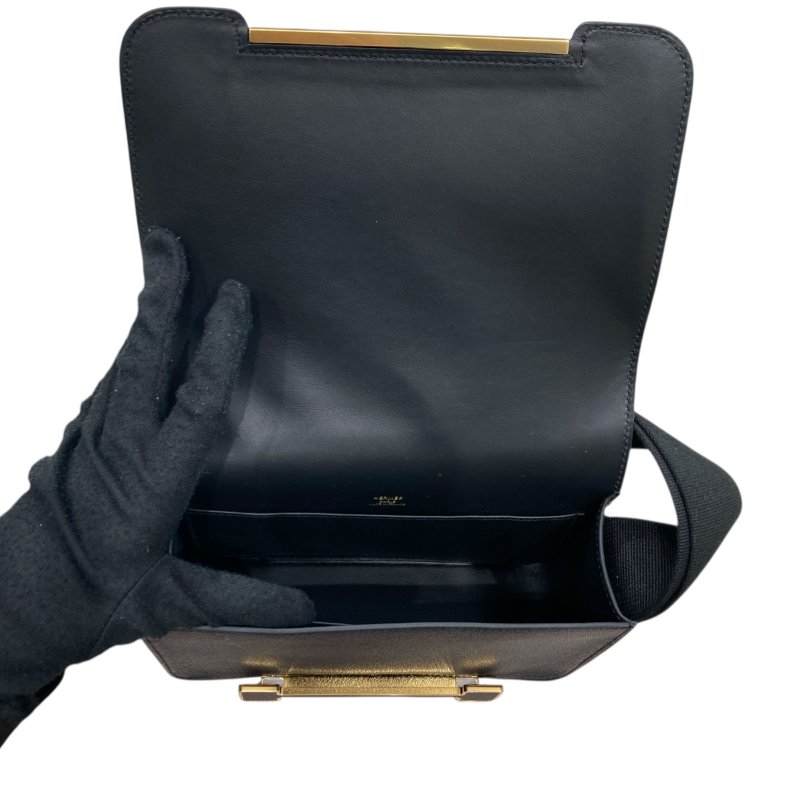 HERMES 愛馬仕 B刻 GETA 肩背包 山羊皮 黑色 金釦-10