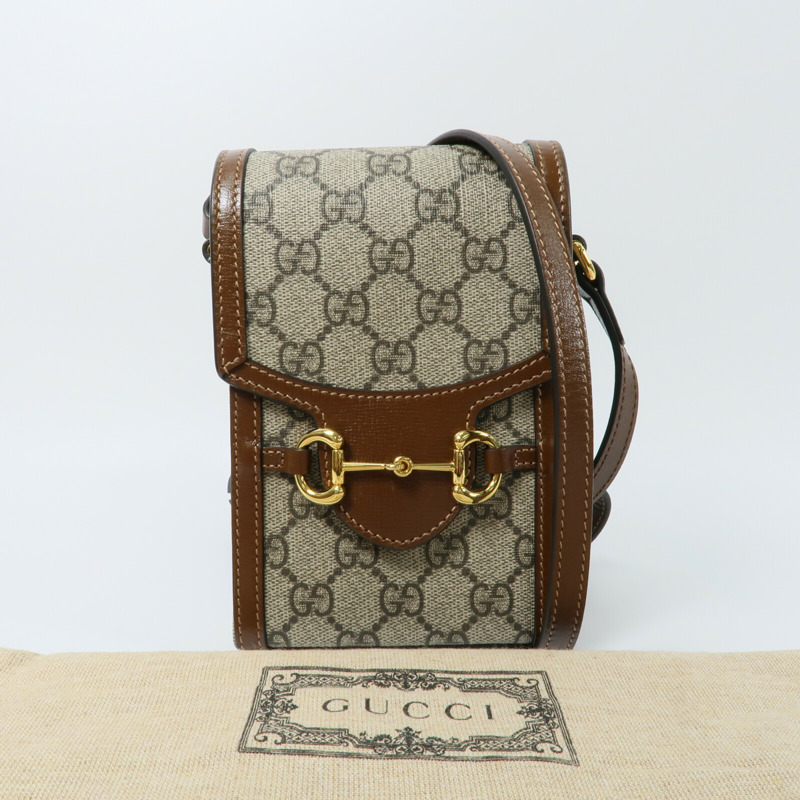 GUCCI 塗層帆布Horsebit 1955肩背袋-9