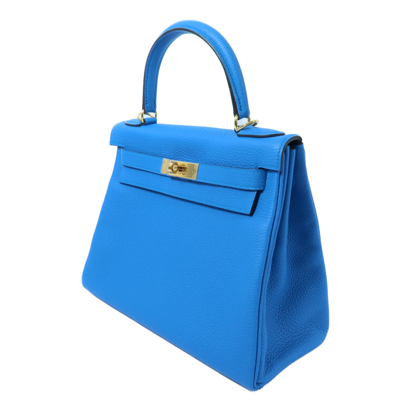 HERMES Togo皮革Kelly 28手挽肩背兩用袋Bleu Zanzibar-2