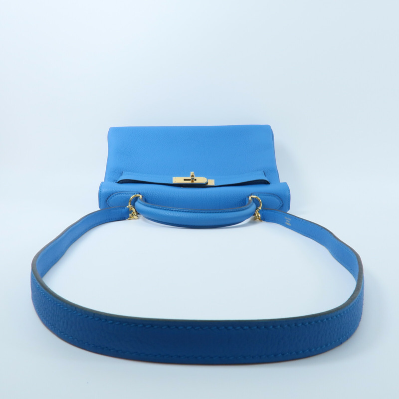 HERMES Togo皮革Kelly 28手挽肩背兩用袋Bleu Zanzibar-8