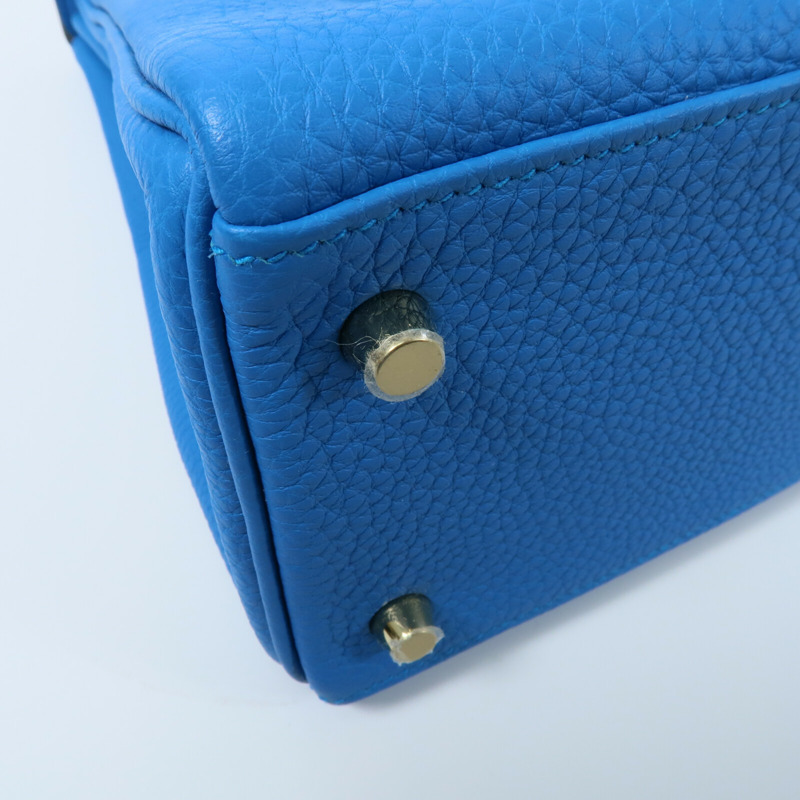 HERMES Togo皮革Kelly 28手挽肩背兩用袋Bleu Zanzibar-13