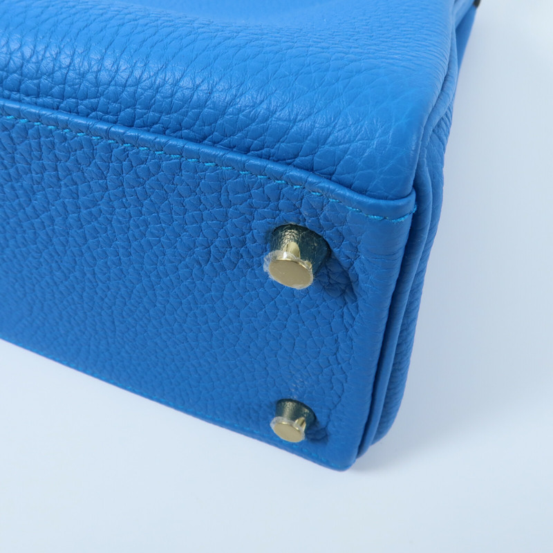 HERMES Togo皮革Kelly 28手挽肩背兩用袋Bleu Zanzibar-14