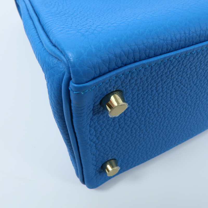 HERMES Togo皮革Kelly 28手挽肩背兩用袋Bleu Zanzibar-15