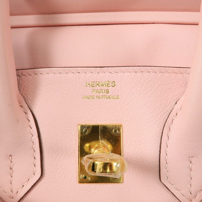 HERMES Swift皮革Birkin 25手挽袋Rose Sakura-5