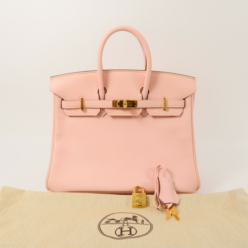 HERMES Swift皮革Birkin 25手挽袋Rose Sakura-10