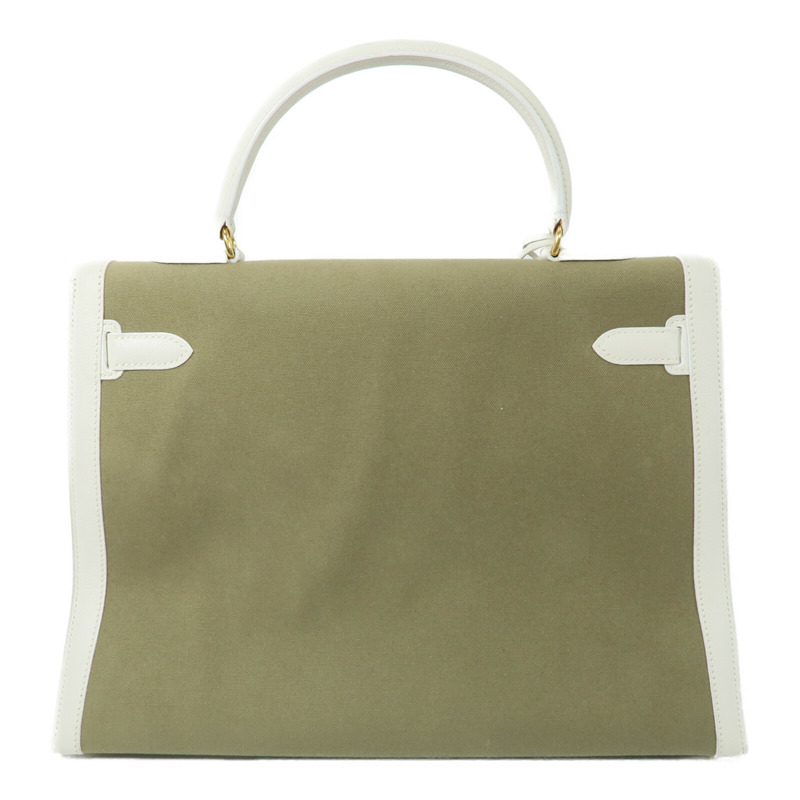 HERMES Toile H帆布Kelly 35手挽肩背兩用袋-1