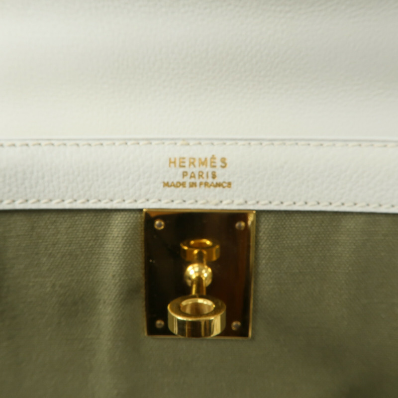 HERMES Toile H帆布Kelly 35手挽肩背兩用袋-5