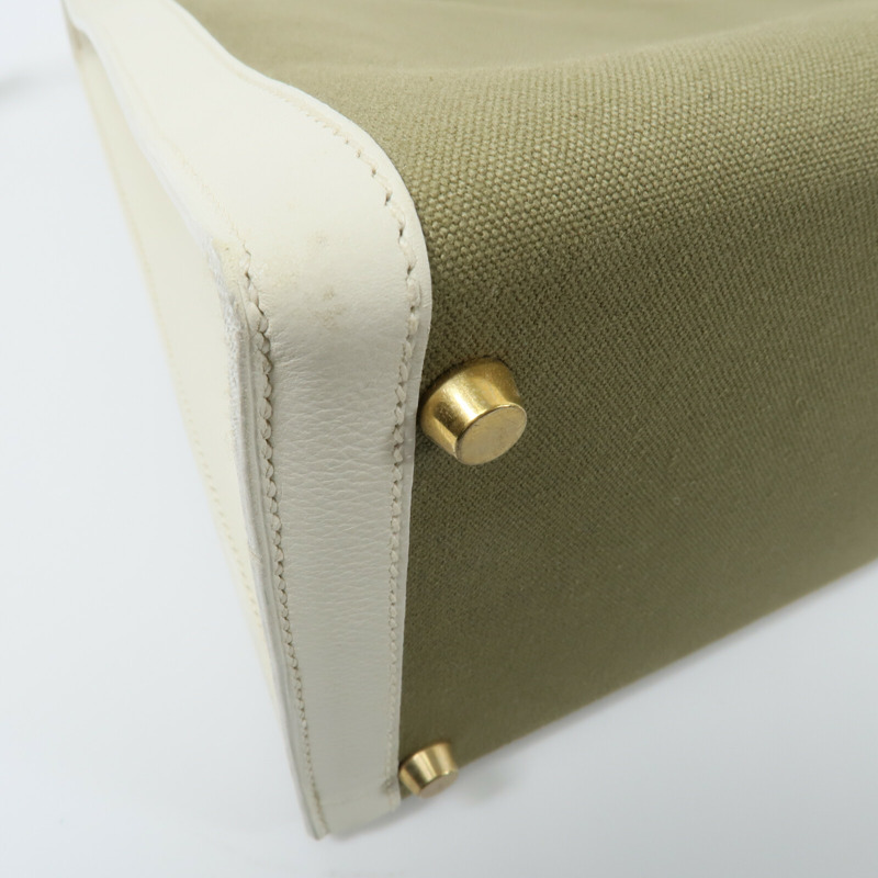 HERMES Toile H帆布Kelly 35手挽肩背兩用袋-11