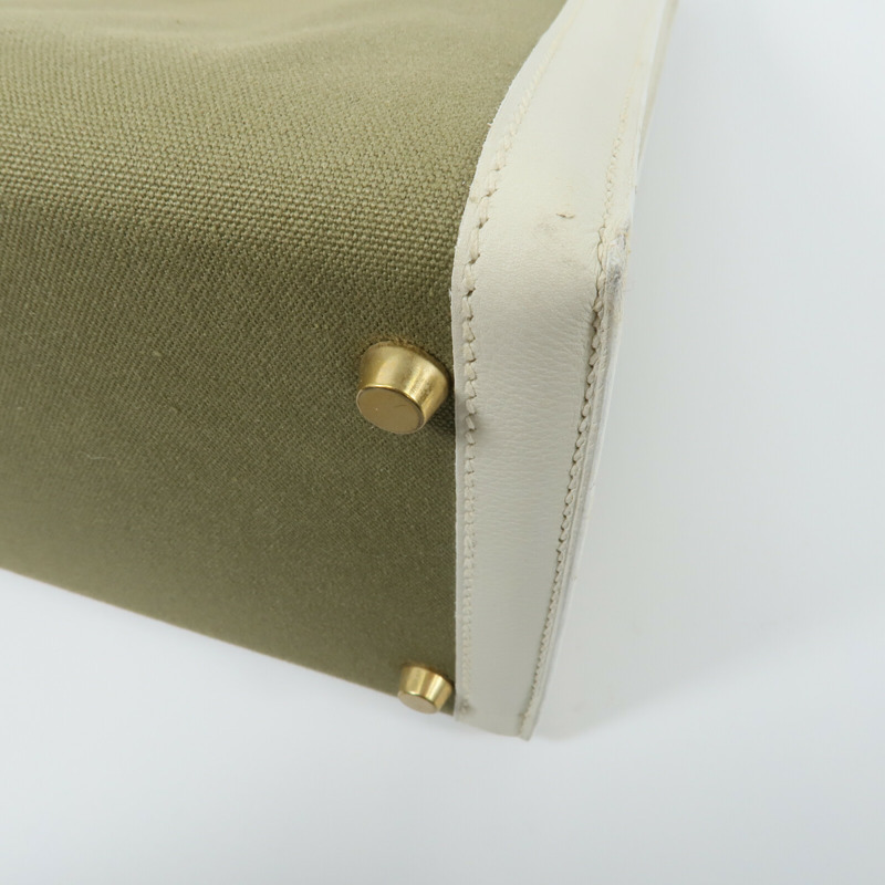 HERMES Toile H帆布Kelly 35手挽肩背兩用袋-12